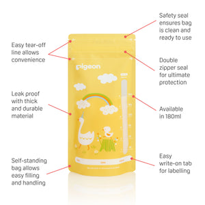 Pigeon Breastmilk Storage Bags 180ml- Animals Design