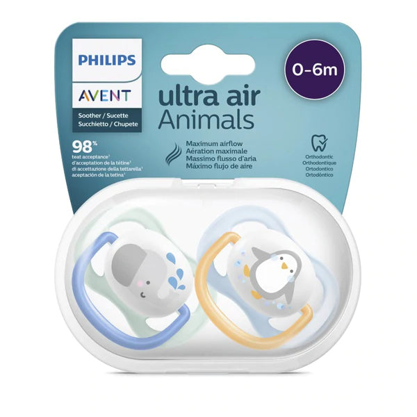 Philips Avent Ultra Air Animals Pacifier 0-6 months- Elephant/ Penguin