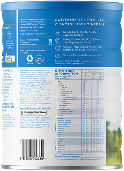 Bellamy's Organic Equinutri Junior Milk Drink (Step 4) 800g