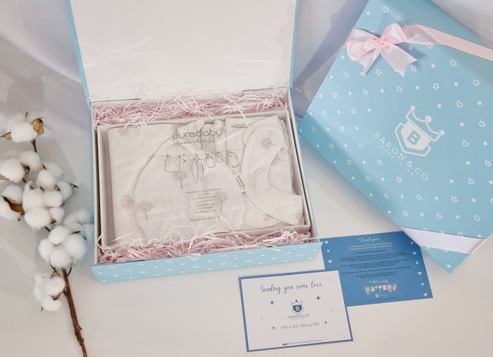 Purebaby Australia Newborn Hospital Pack- Pale Grey Leaf