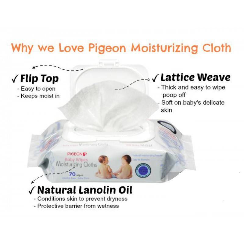 Pigeon Baby Wipes Moisturizing Cloths 70s x 3
