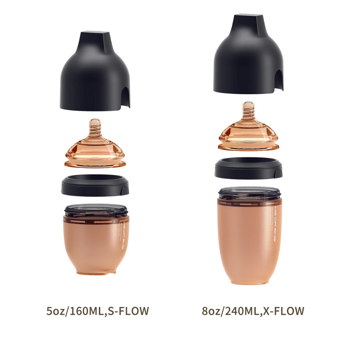 HE OR SHE Ultra Wide Neck Baby Bottle 8oz/ 240ml (6m+)- Black