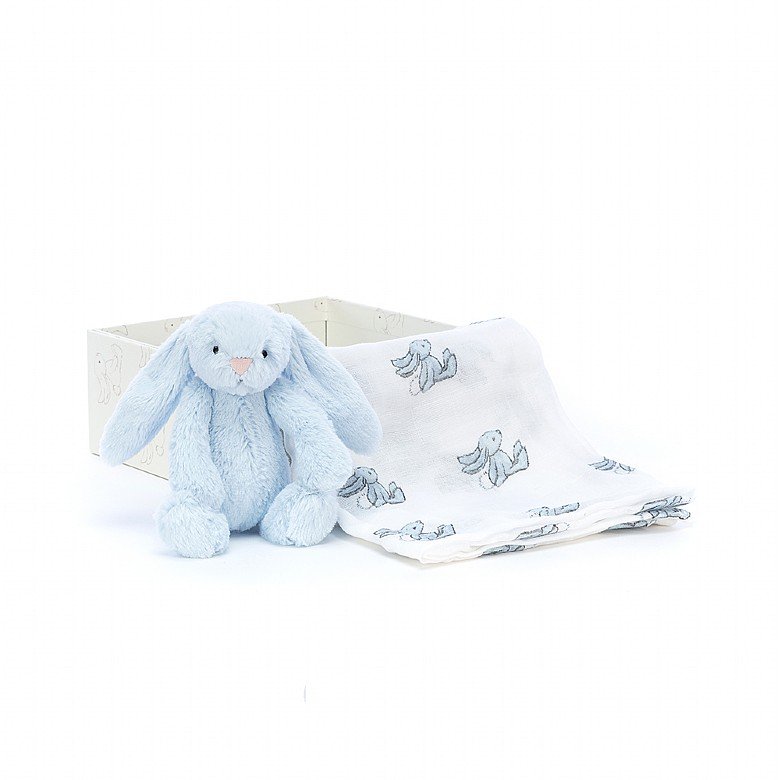 Jellycat Bashful Blue Bunny Gift Set (BASBBL2SET)