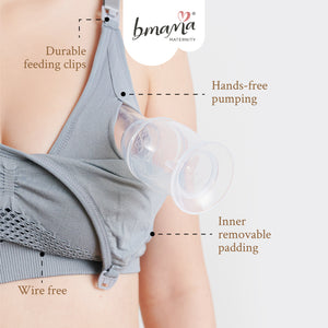Bmama Hands-Free Pumping and Nursing Sport Bra- Black
