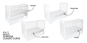 Babyhood Classic Curve 4-in-1 Cot (White)