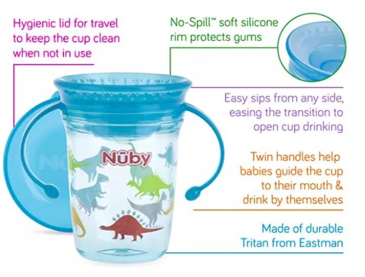 Nuby 360 Wonder Twin Handle Tritan Printed Cup 240ml