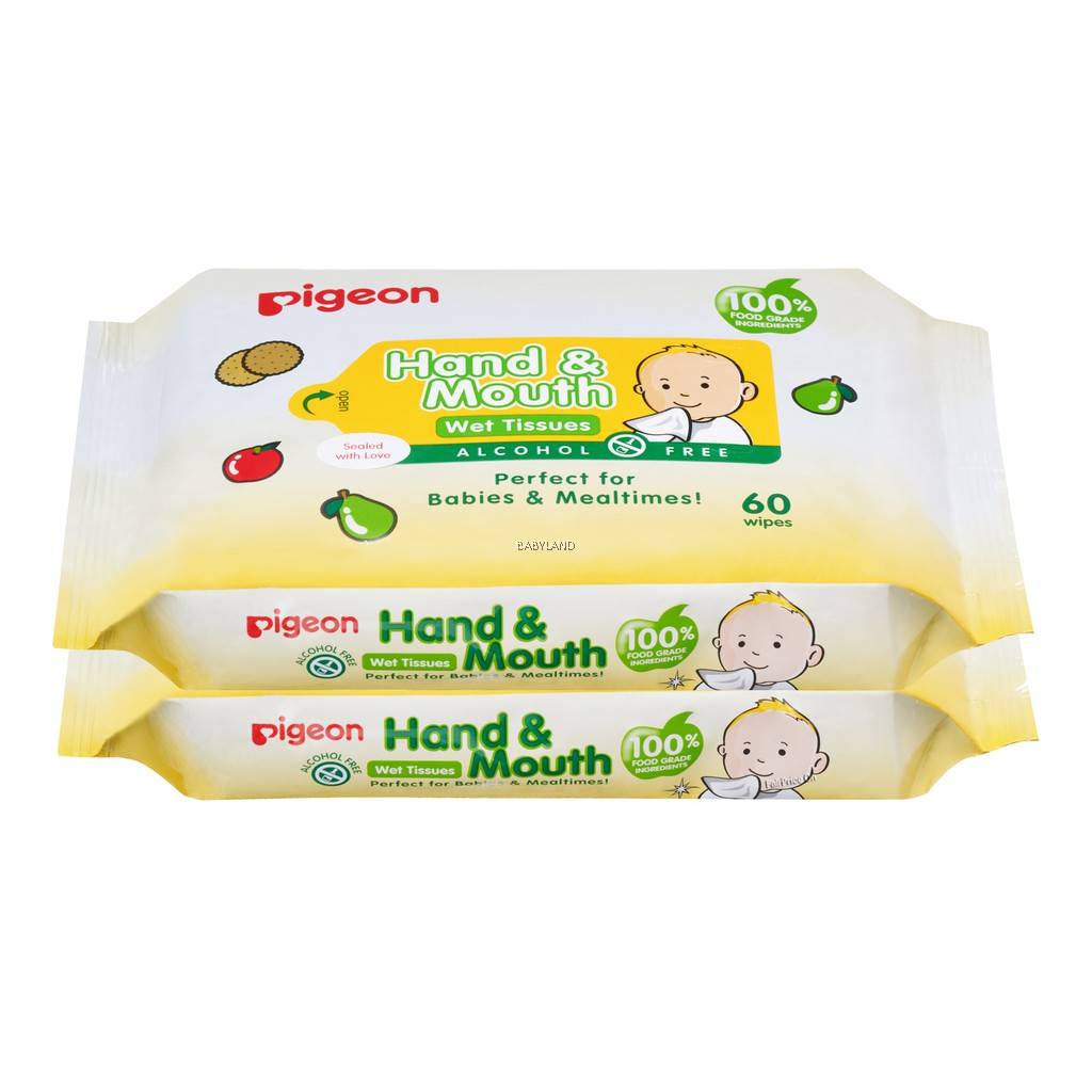 Pigeon Hand & Mouth Wet Tissues 60s 2-in-1