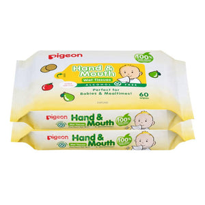 Pigeon Hand & Mouth Wet Tissues 60s 2-in-1