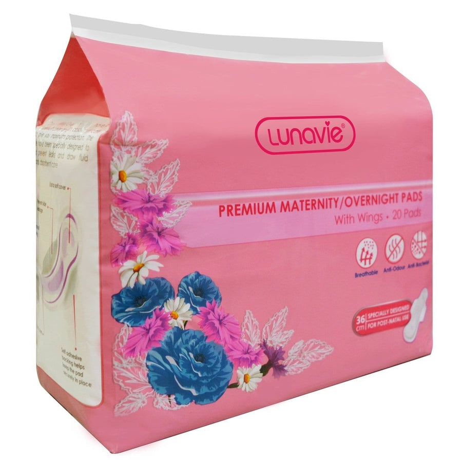 Lunavie Premium Maternity / Overnight Pads with Wings 36cm (20pcs) - Happikiddo.com