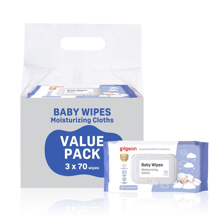 Pigeon Baby Wipes Moisturizing Cloths 70s x 3