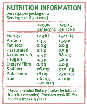 Only Organic Teething Rusks 100g