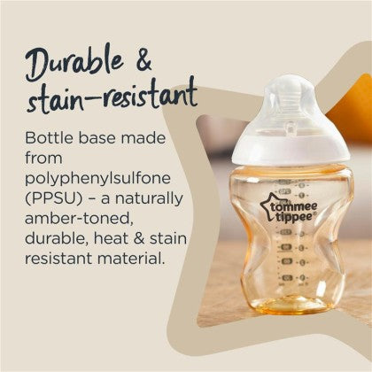 Tommee Tippee Closer to Nature PPSU Feeding Bottle 0+ 260ml/ 9oz (2 Pack)