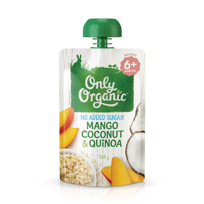 Only Organic Mango, Coconut & Quinoa Puree 120g (6m+) - Happikiddo.com