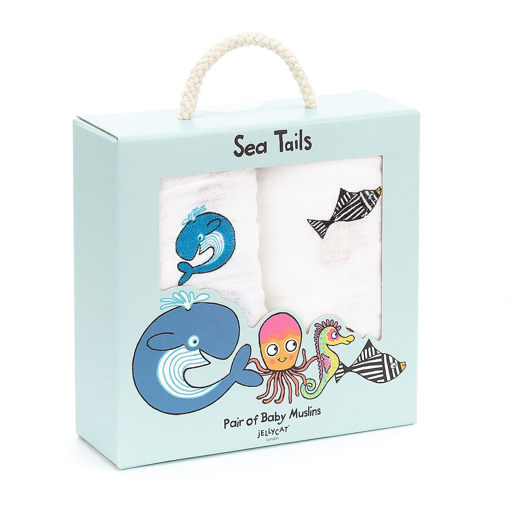 Jellycat Sea Tails Pair of Muslins (POM2SE)