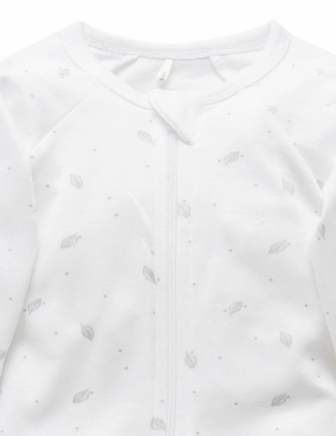 Purebaby Australia Zip Growsuit & Hat Pack- Pale Grey Leaf