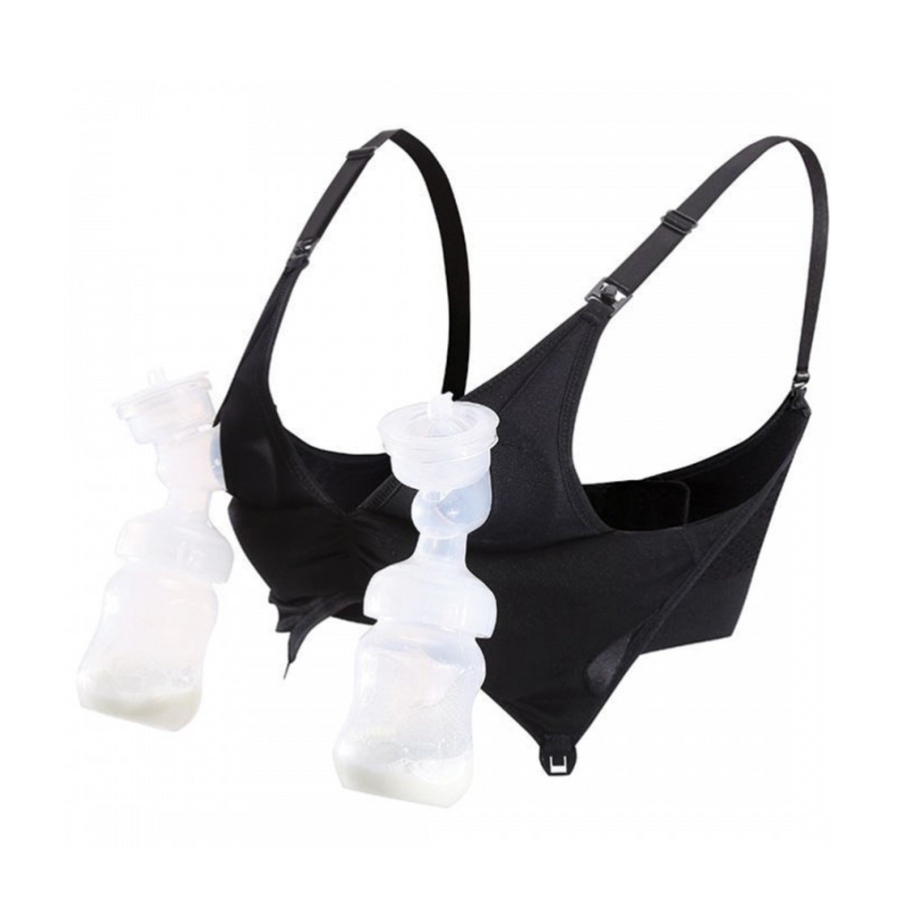 Bmama Hands-Free Pumping and Nursing Sport Bra- Black