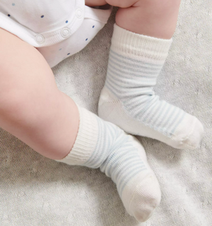 Purebaby Organic Cotton Socks 3 Pack- Blue