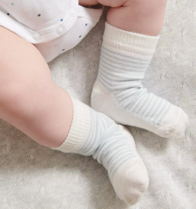 Purebaby Organic Cotton Socks 3 Pack- Blue