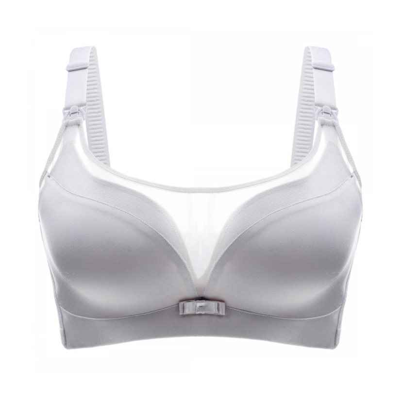 Bmama Lace Coverage Middle Ribbon Nursing Bra- Ivory