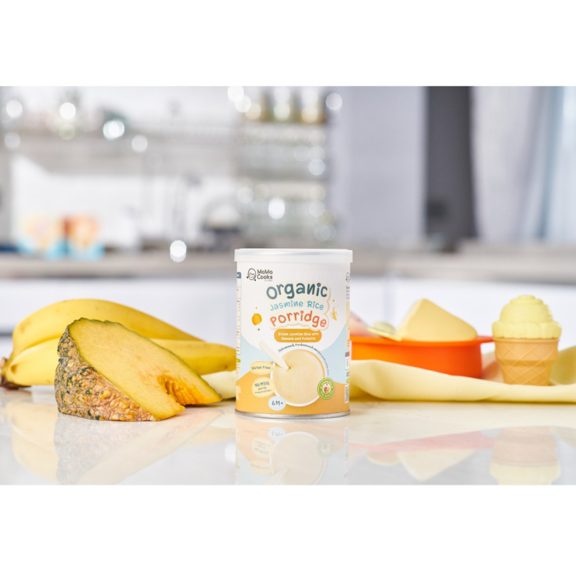 Mama Cooks Organic Baby Porridge Brown Jasmine Rice with Banana & Pumpkin 180g