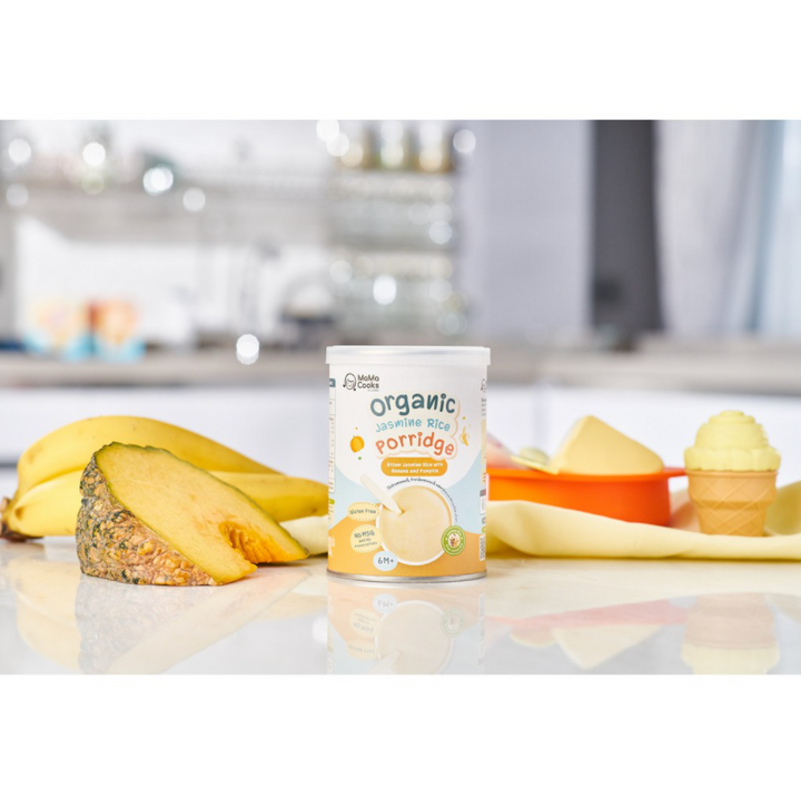 Mama Cooks Organic Baby Porridge Brown Jasmine Rice with Banana & Pumpkin 180g