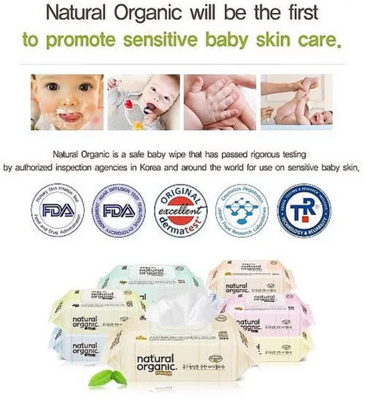 Natural Organic Premium Embossing Baby Wipes 30pcs