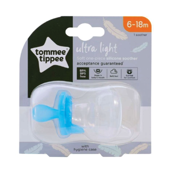 Tommee Tippee Ultra Light Soft One-Piece Silicone Soother  6-18m