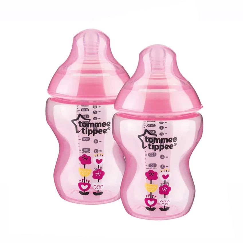 Tommee Tippee Closer to Nature Decorated Feeding Bottle 0+ 260ml/ 9oz (2 Pack)