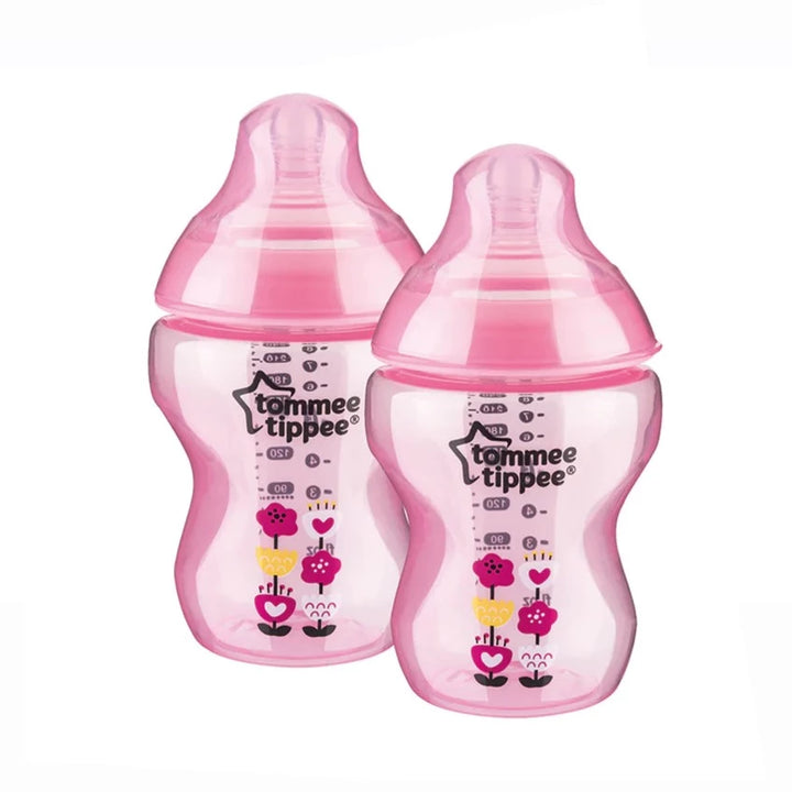 Tommee Tippee Closer to Nature Decorated Feeding Bottle 0+ 260ml/ 9oz (2 Pack)