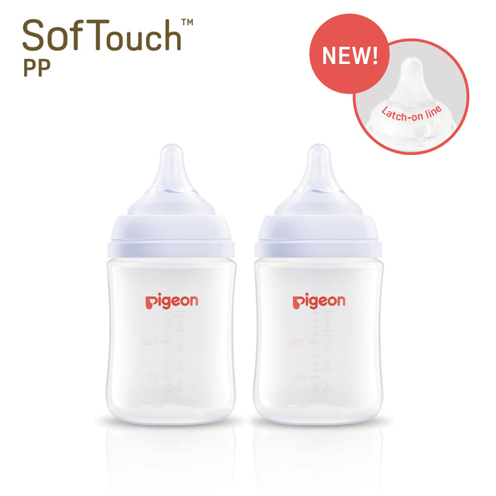 Pigeon SofTouch Wide Neck PP Nursing Bottle- Twin Pack