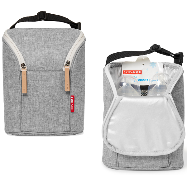 Skip Hop Grab & Go Double Bottle Bag- Grey Melange