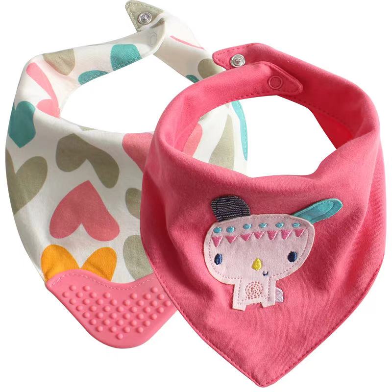 Earth Bebe Triangle Bibs With Teether 2pcs