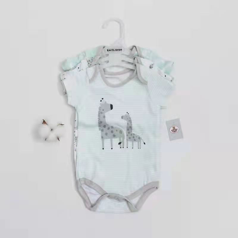 Earth Bebe 3 in 1 Rompers Set - Grey Giraffe – image 1