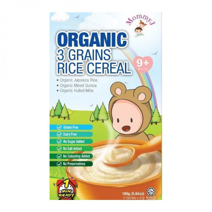 Mommy J Baby Organic 3 Grains Rice Cereal with High Iron