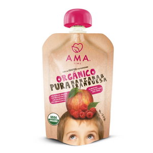 Ama Time Organic Fruit Pouch 90g Apple & Raspberry – image 1