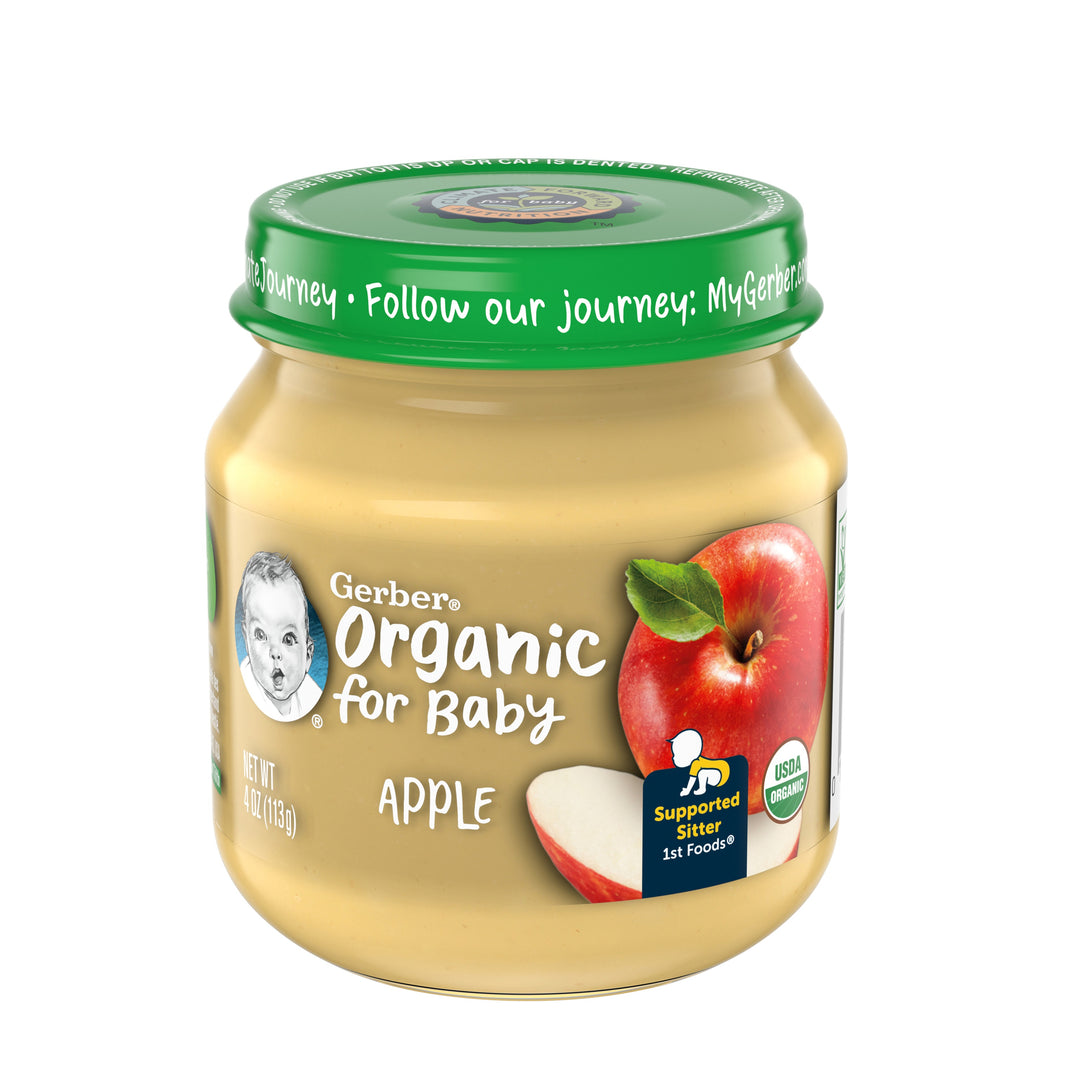 Gerber Organic 1st Foods Apple Baby Food, 4 oz Glass Jar