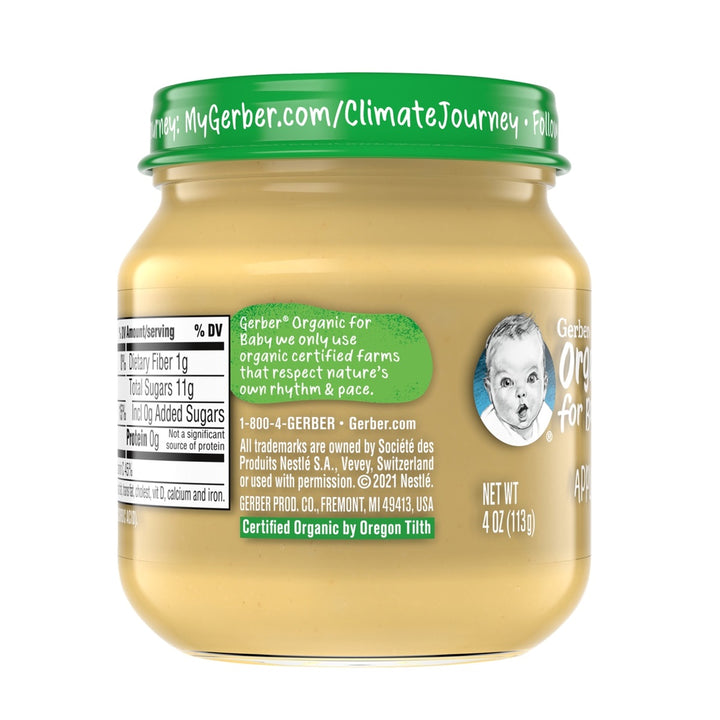 Gerber Organic 1st Foods Apple Baby Food, 4 oz Glass Jar