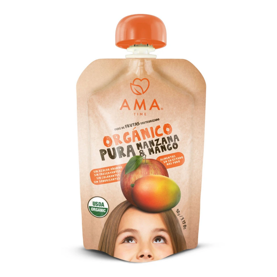 Ama Time Organic Fruit Pouch 90g- Apple & Mango