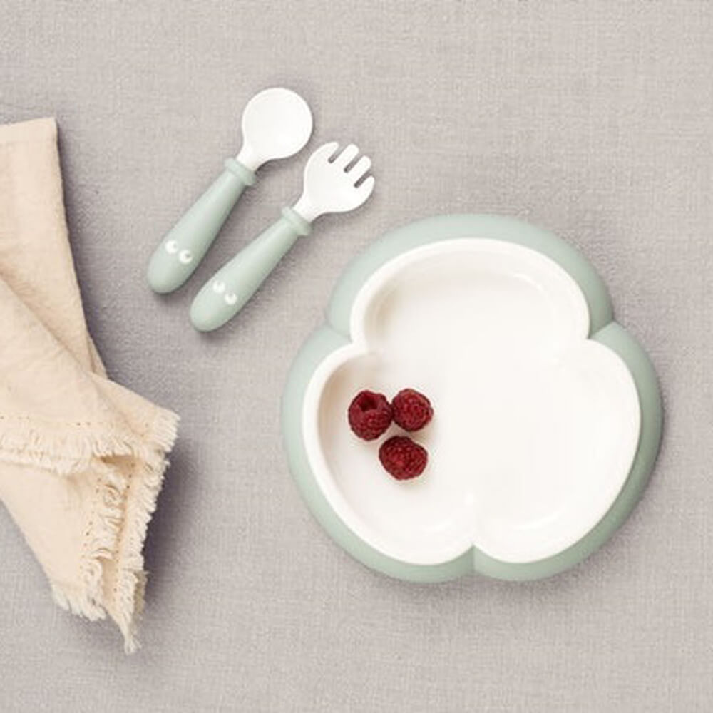 BabyBjörn Baby Plate, Spoon and Fork 2 Sets (Powder Green)