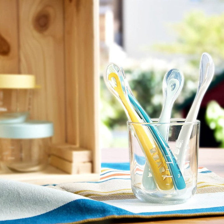 Beaba Set of 4 Ergomic 1st Age Silicone Spoons- Eucalyptus
