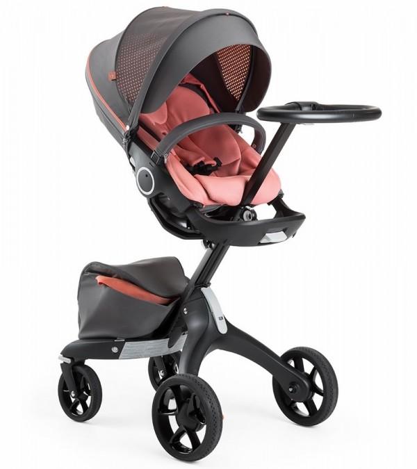 Stokke Xplory Black Chassis and Seat Athleisure Coral - Happikiddo.com