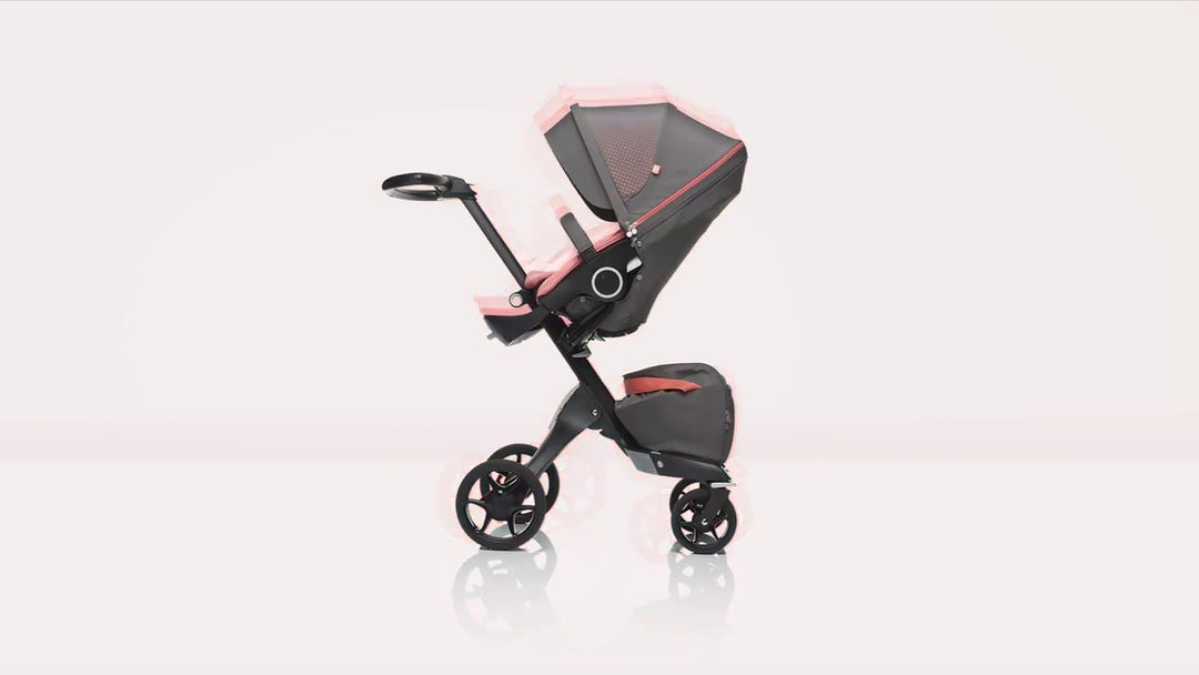 Stokke Xplory Black Chassis and Seat Athleisure Coral - Happikiddo.com