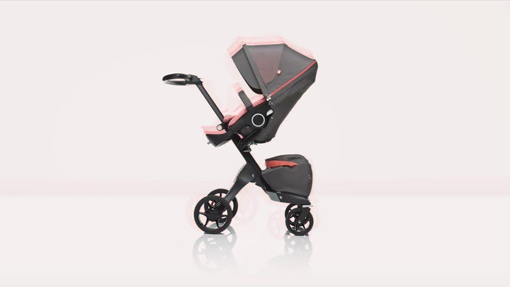 Stokke Xplory Black Chassis and Seat Athleisure Coral - Happikiddo.com