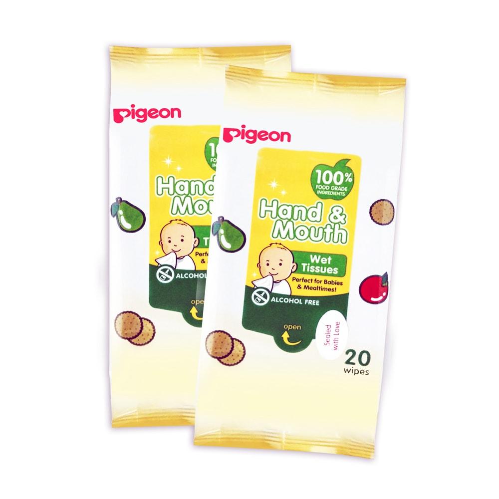 Pigeon Hand & Mouth Wet Tissues 20s 2-in-1 - Happikiddo.com