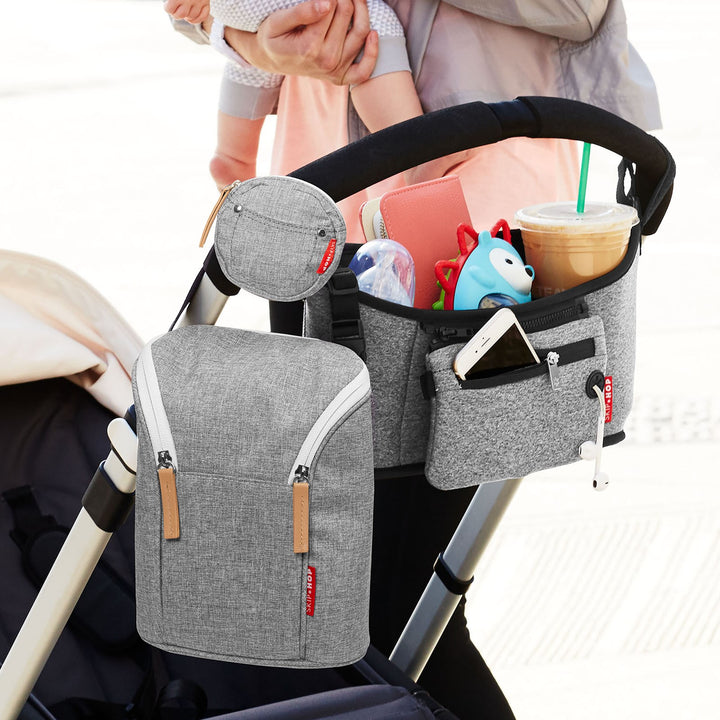 Skip Hop Grab & Go Double Bottle Bag- Grey Melange