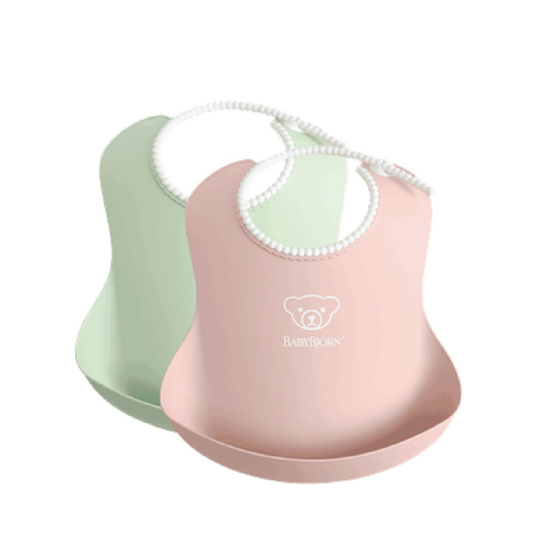 BabyBjörn Baby Bib 2pcs Set (Powder Green /Powder Pink)