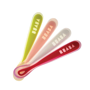 Beaba Set of 4 Ergomic 1st Age Silicone Spoons- Pink Red