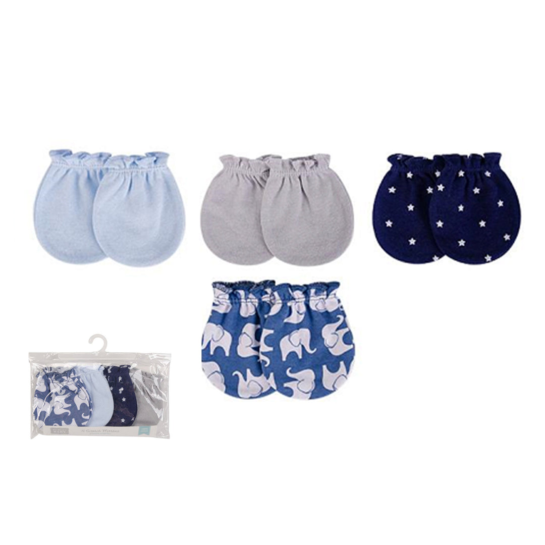 Hudson Baby 4 Scratch Mittens- Blue Elephant