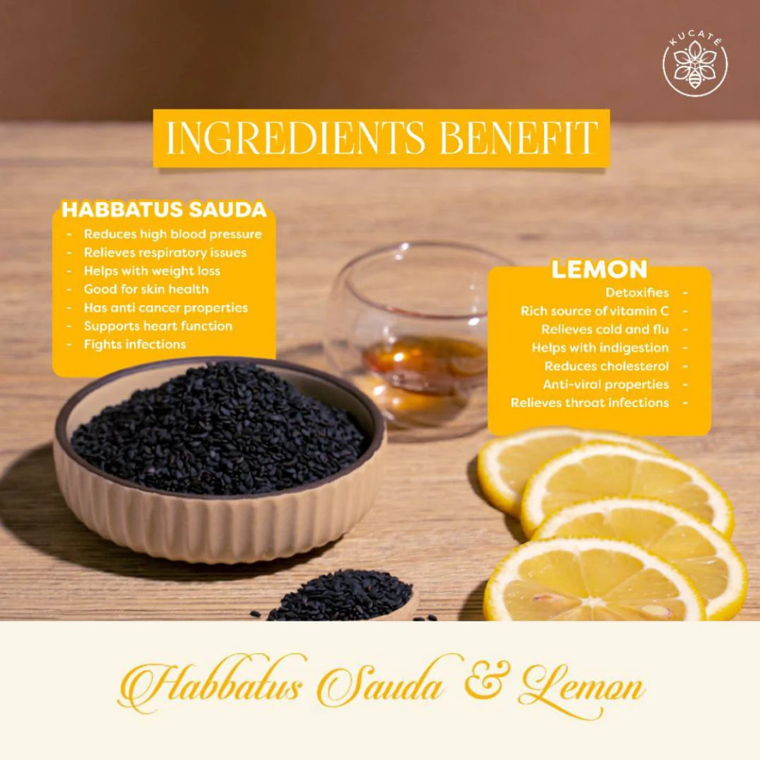 KUCATE Habbatus Sauda & Lemon Honey Herbal Tea (Daily Defense)