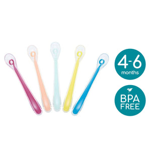 Babymoov 1st Age Silicone Baby Spoon- Multi Colour (5 pcs)